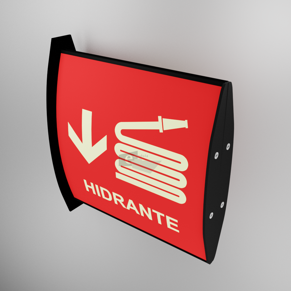 Señal 30x30cm / letrero / protección civil / curvo / hidrante bandera / Fotoluminicente