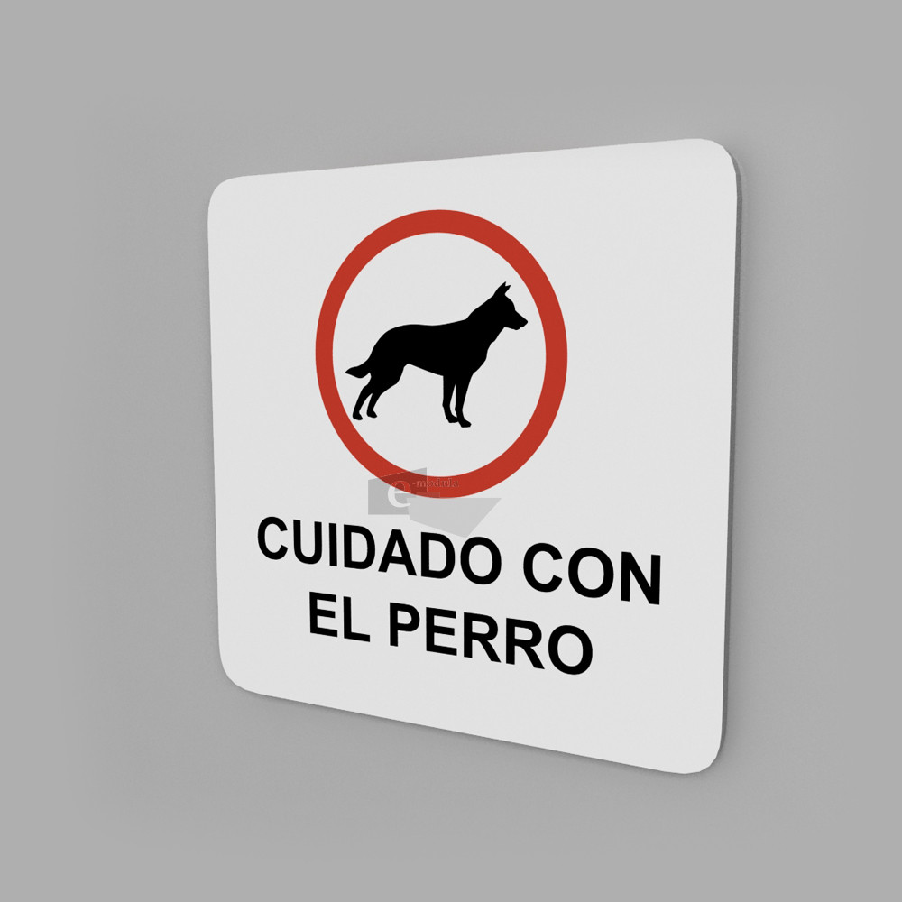 20x20cm / cuidado con el perro / Señal / letrero / protección civil / fondo blanco