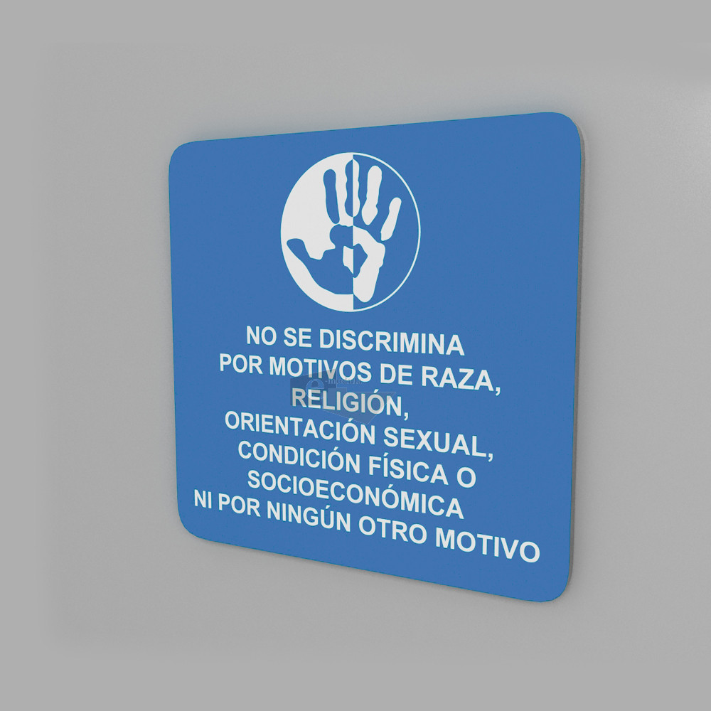 15x15cm / No discriminación / Señal / letrero / protección civil / fondo azul