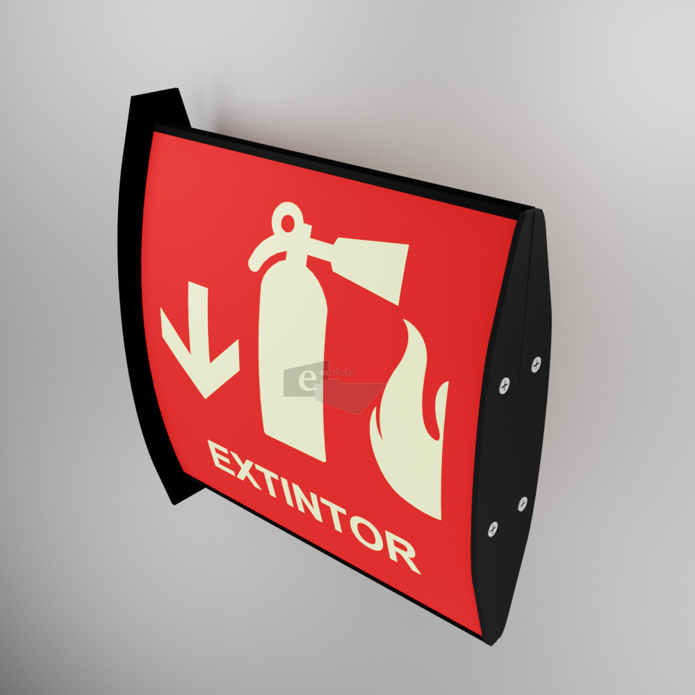 Señal / letrero / protección civil / curvo / Extintor / Fotoluminicente