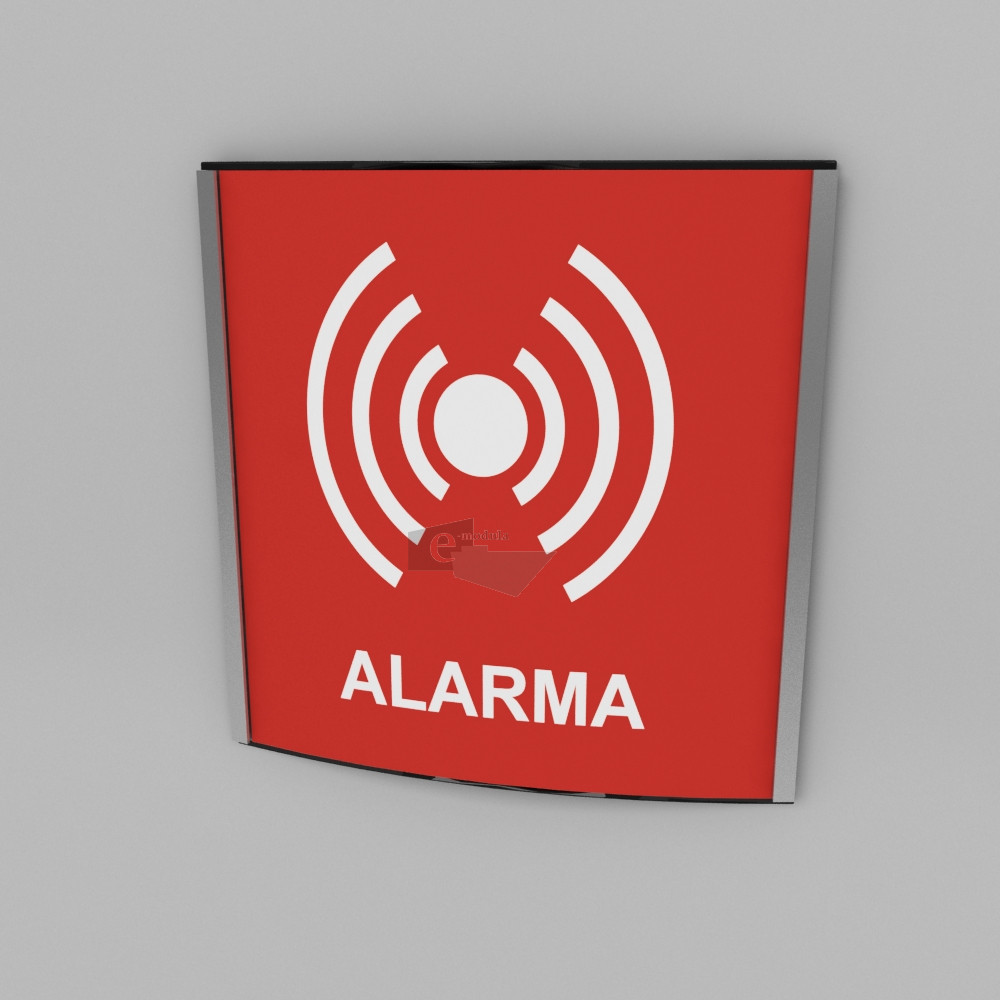 15x15cm / alarma / señal / letrero / protección civil / curvo / rojo