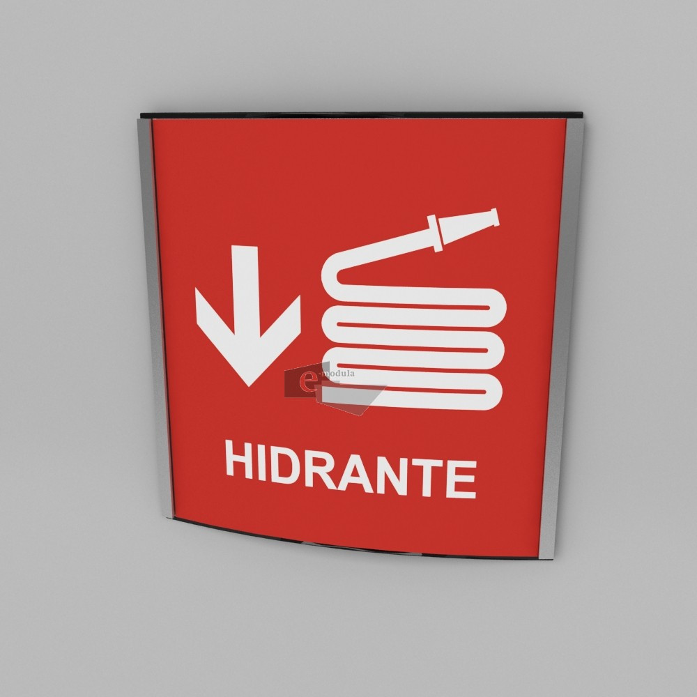 20x20cm / hidrante / señal / letrero / protección civil / curvo / rojo