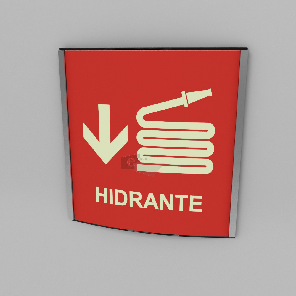 15x15cm / hidrante  / fotoluminicente / señal / letrero / protección civil / curvo / rojo