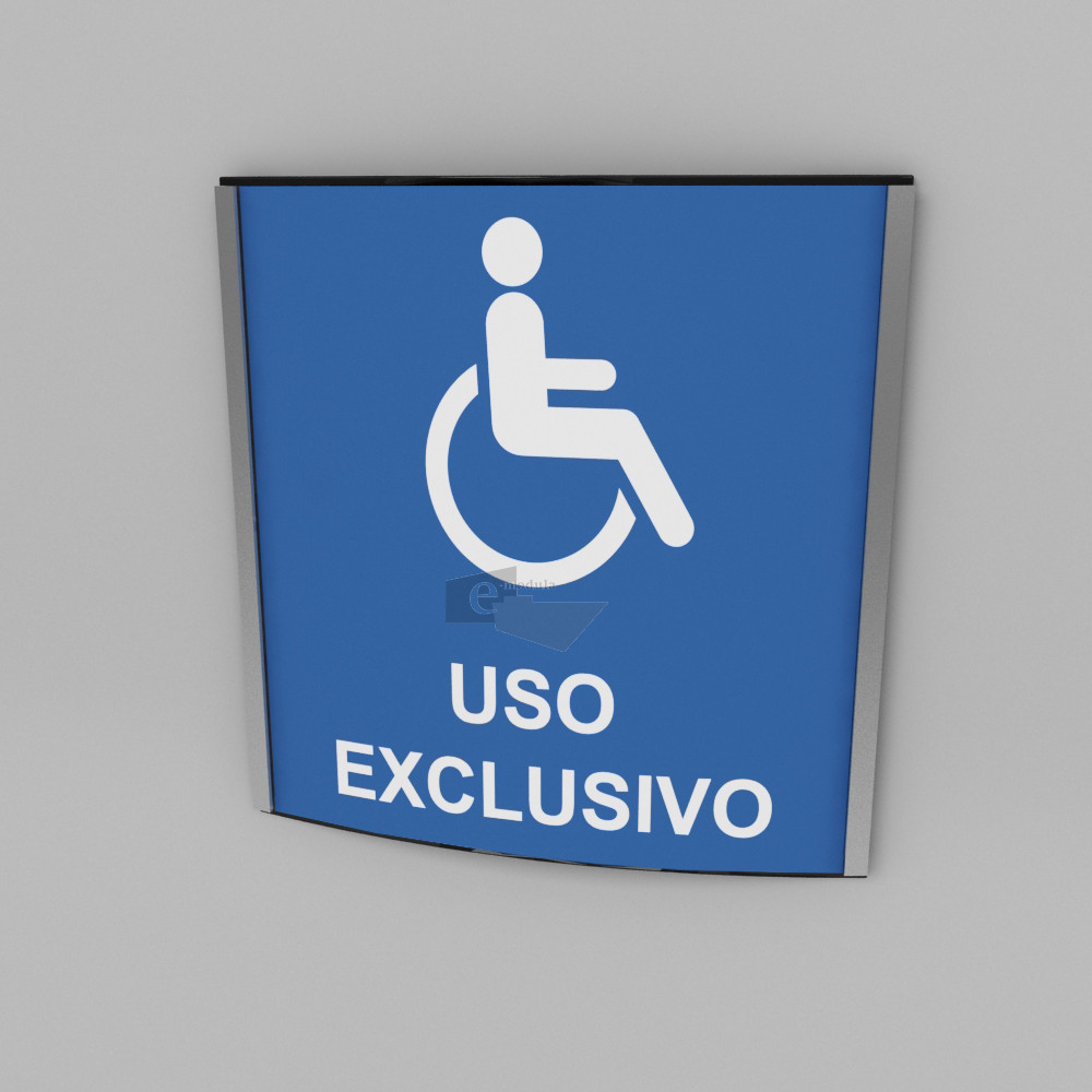 20x20cm / uso exclusivo discapacitados / señal / letrero / protección civil / curvo / azul