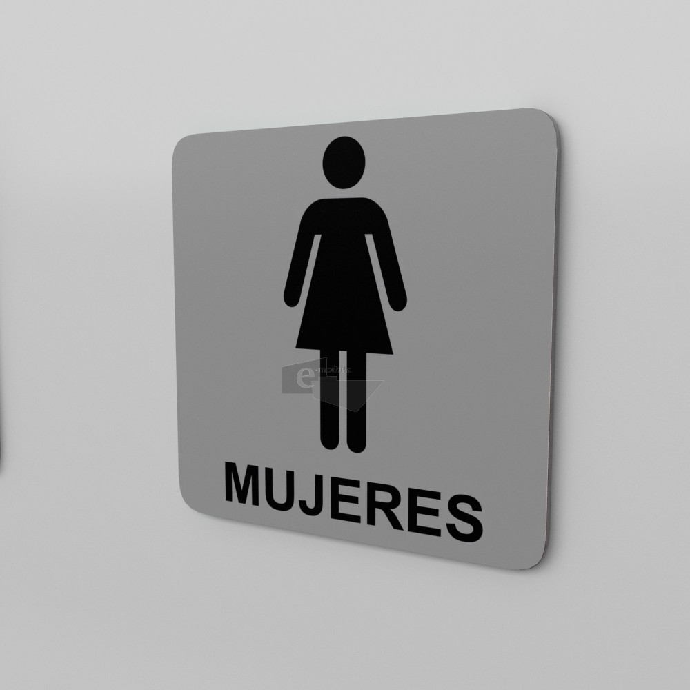 15x15cm / sanitarios mujeres / Señal / letrero / protección civil / baños / fondo gris