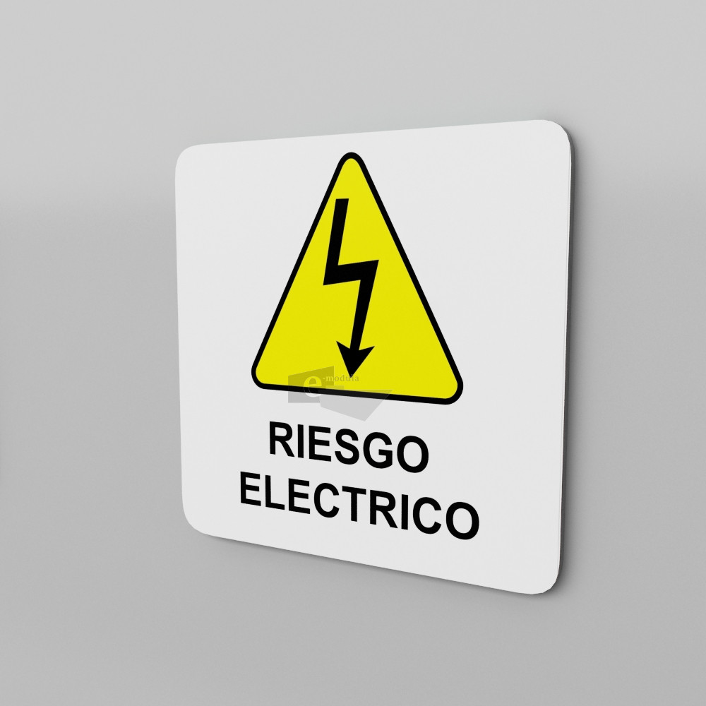 15x15cm / riesgo electrico / señal / letrero / protección civil / fondo blanco