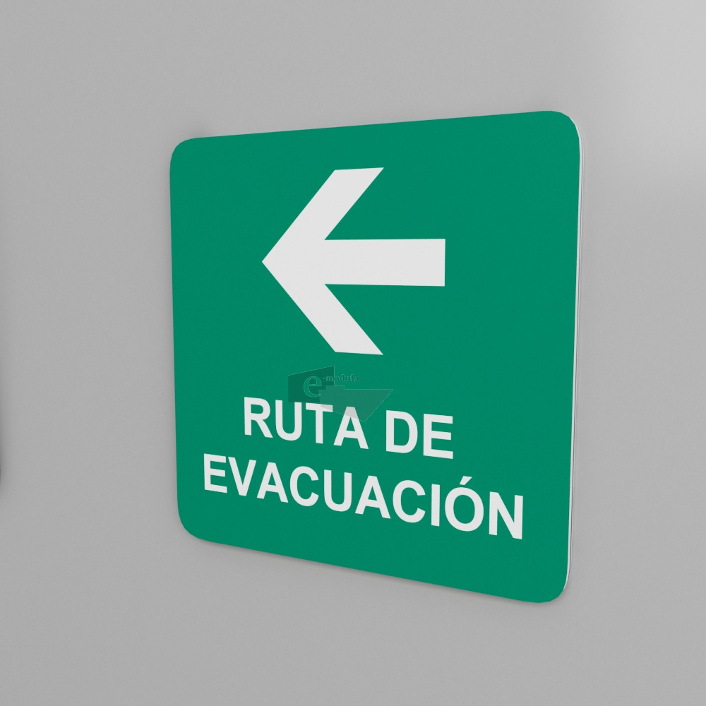 20 x 20 cm ruta de evacuación flecha izquierda / letrero / protección civil / Señal / verde