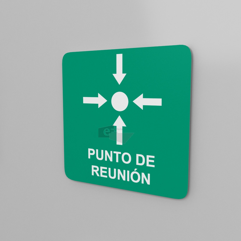 20x20cm / punto de reunion / Señal / letrero / protección civil / verde