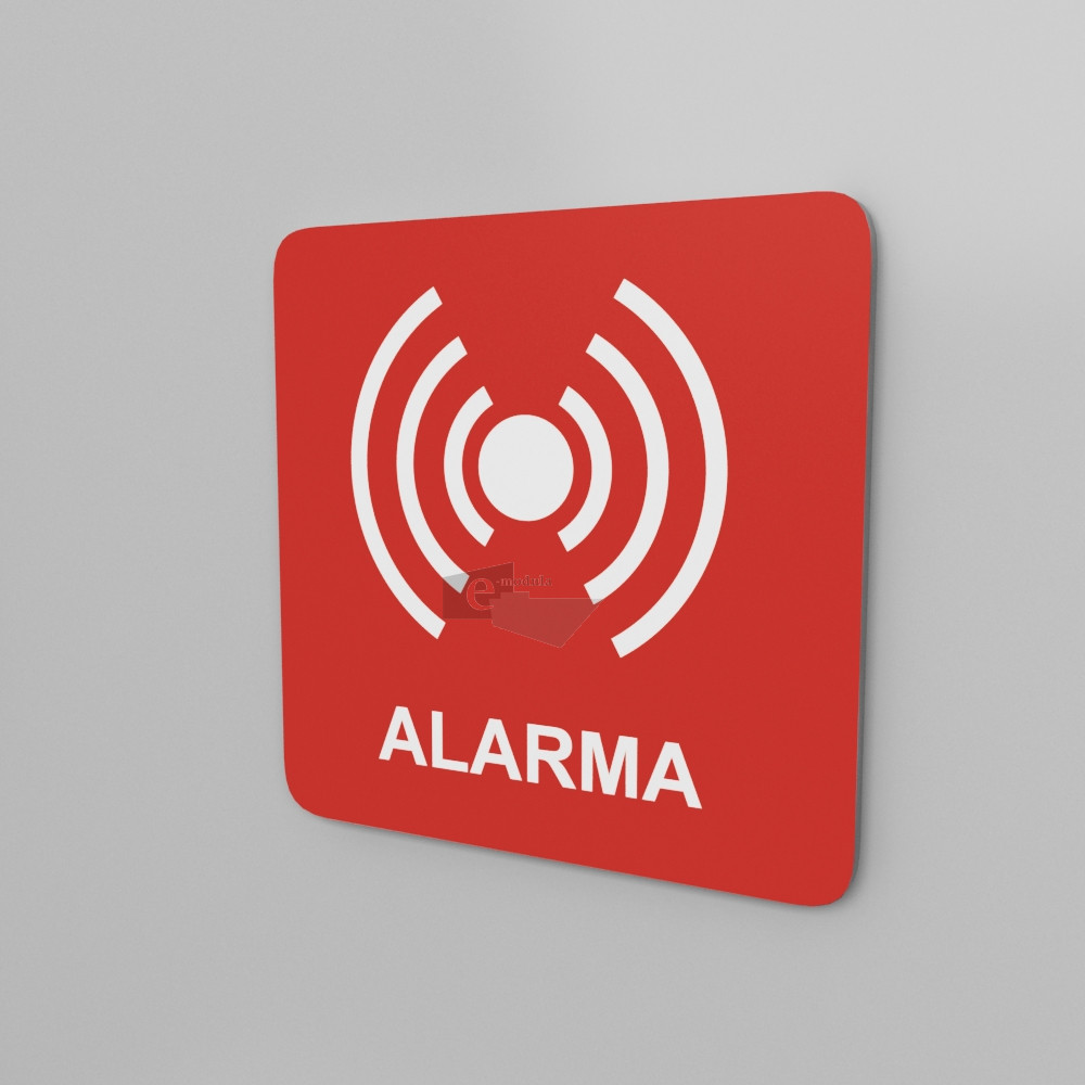 15x15 cm / alarma / Señal / letrero / protección civil / roja
