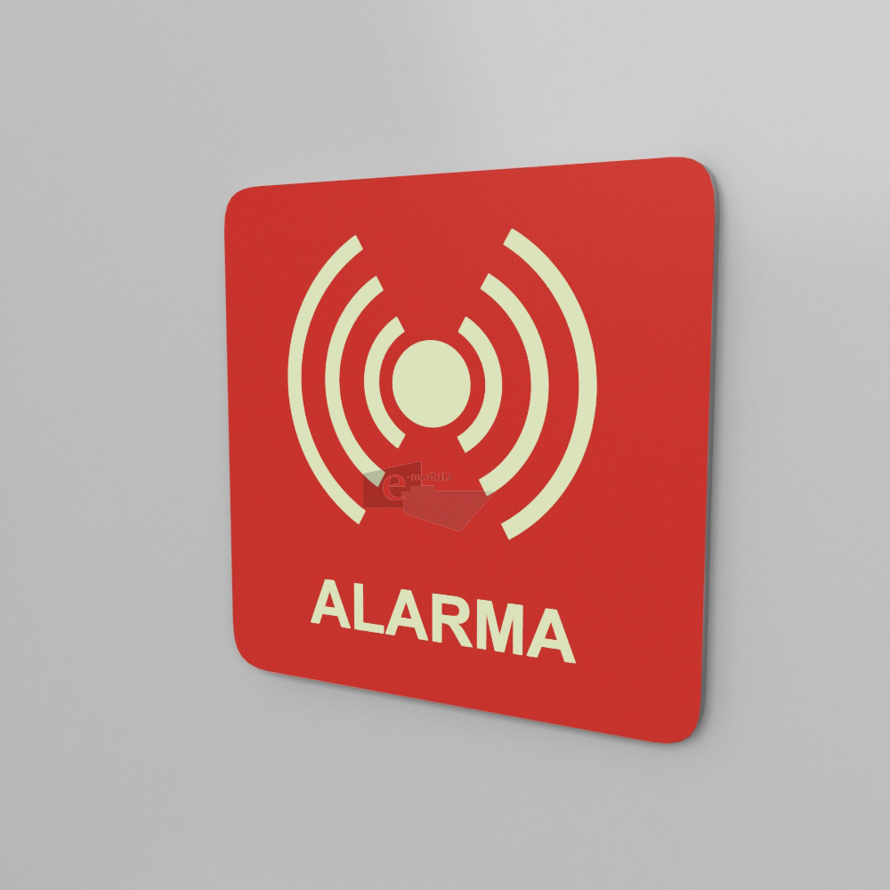 15x15cm / alarma / fotoluminicente / Señal / letrero / protección civil / roja