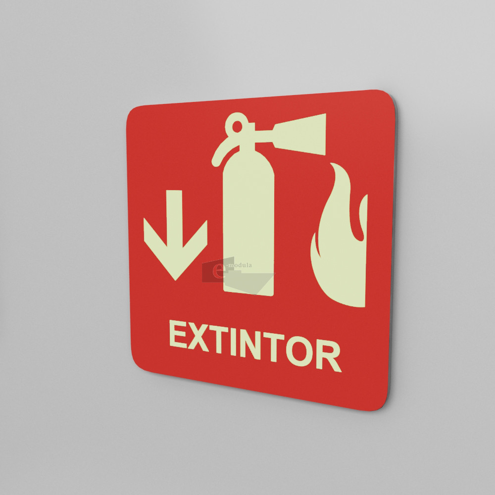 15x15cm / extintor / fotoluminicente / Señal / letrero / protección civil / rojo