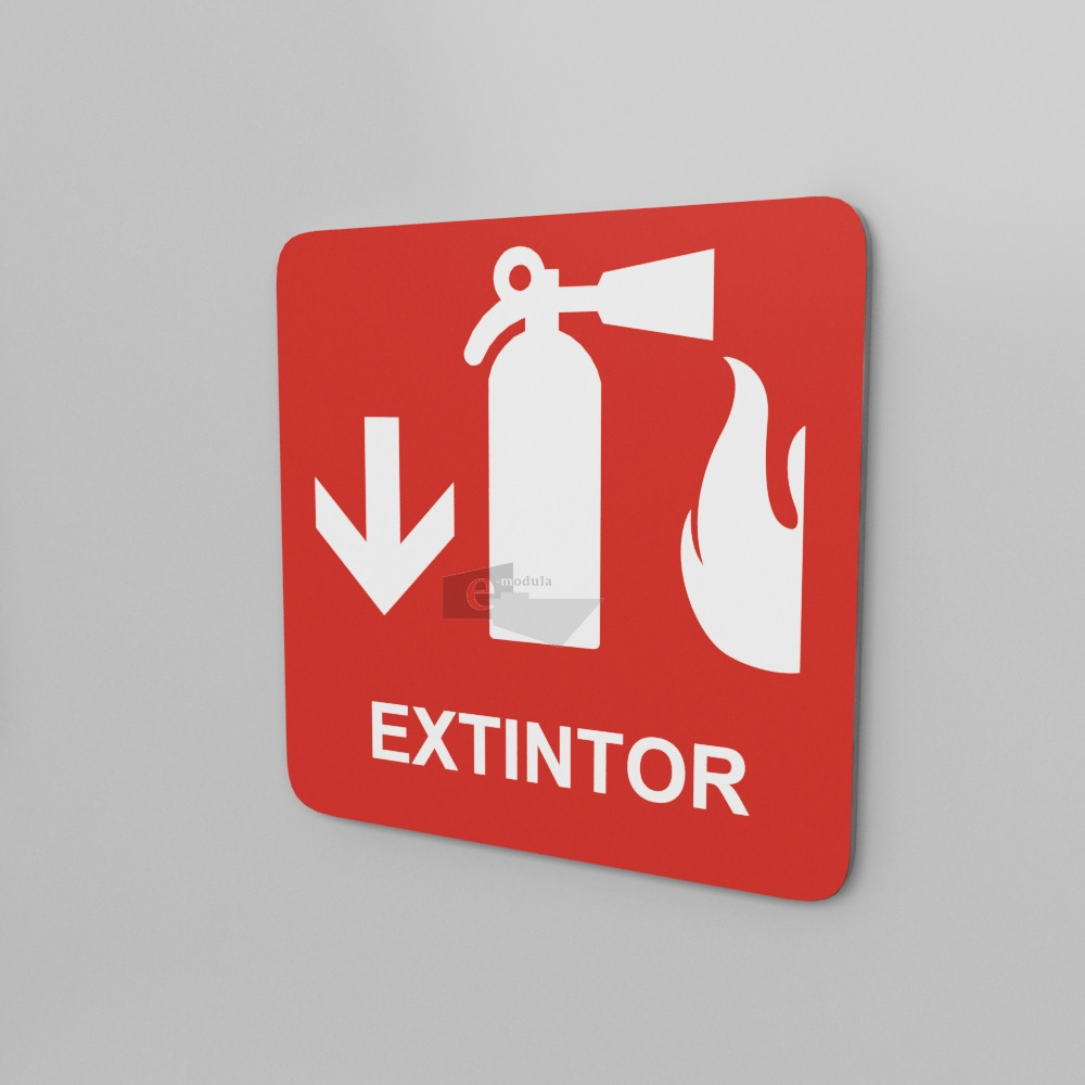 20x20 cm / extintor / Señal / letrero / protección civil / rojo