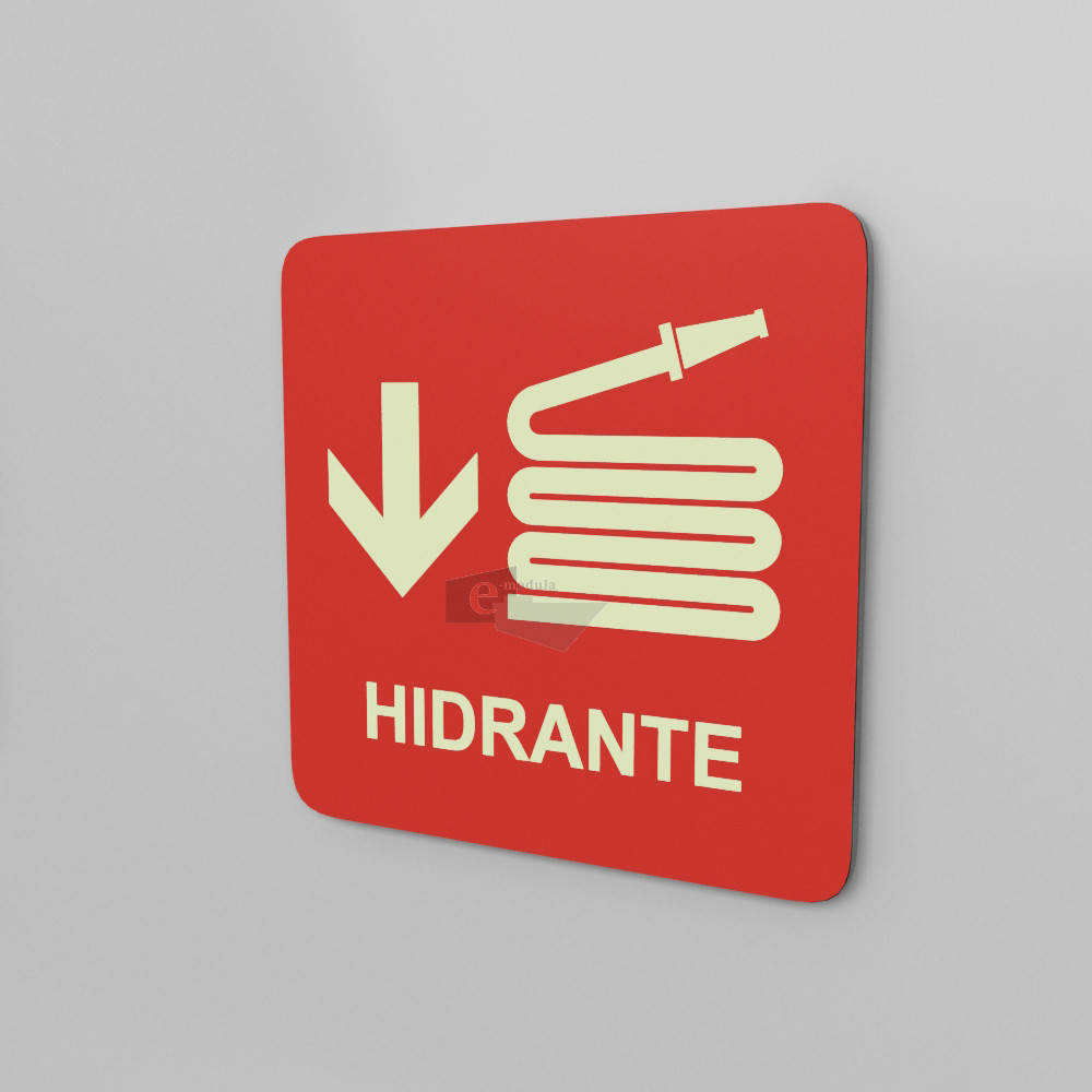 15x15cm / hidrante / fotoluminicente / Señal / letrero / protección civil / rojo
