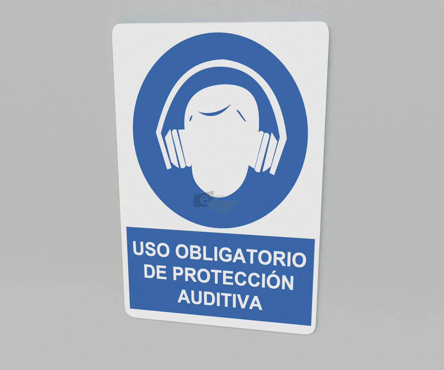 20x30cm / uso obligatorio de protección auditiva / letrero / protección civil / azul fondo blanco