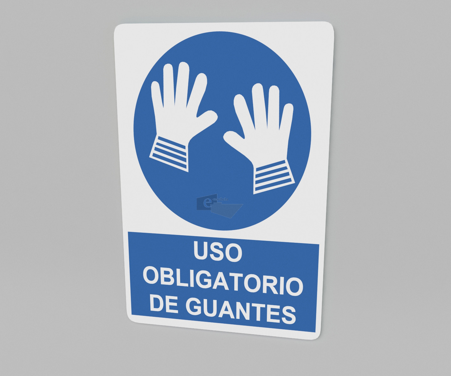 20x30cm / uso obligatorio de guantes / señal / letrero / protección civil / azul fondo blanco