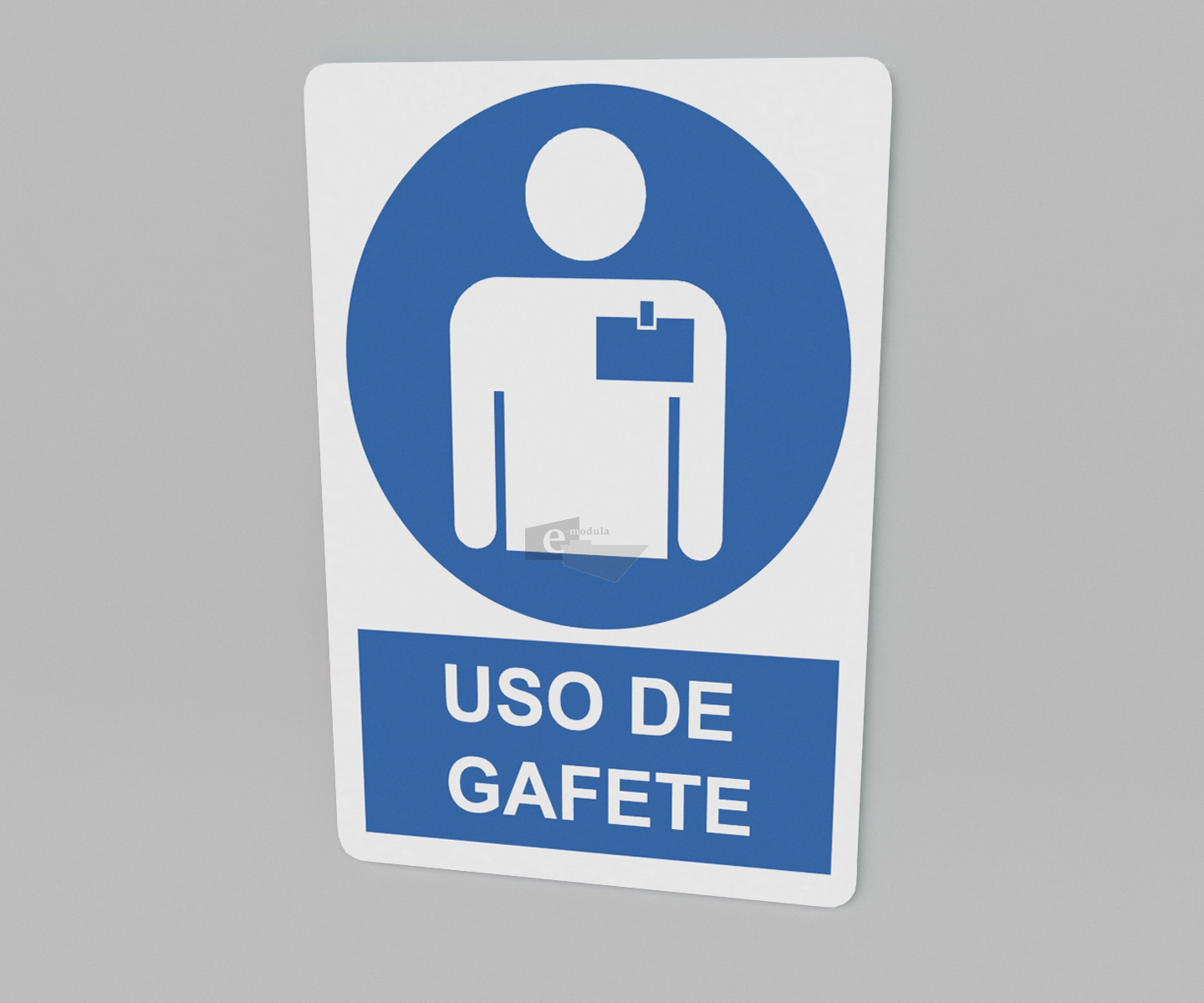 20x30cm / uso de gafete / señal / letrero / protección civil / azul fondo blanco