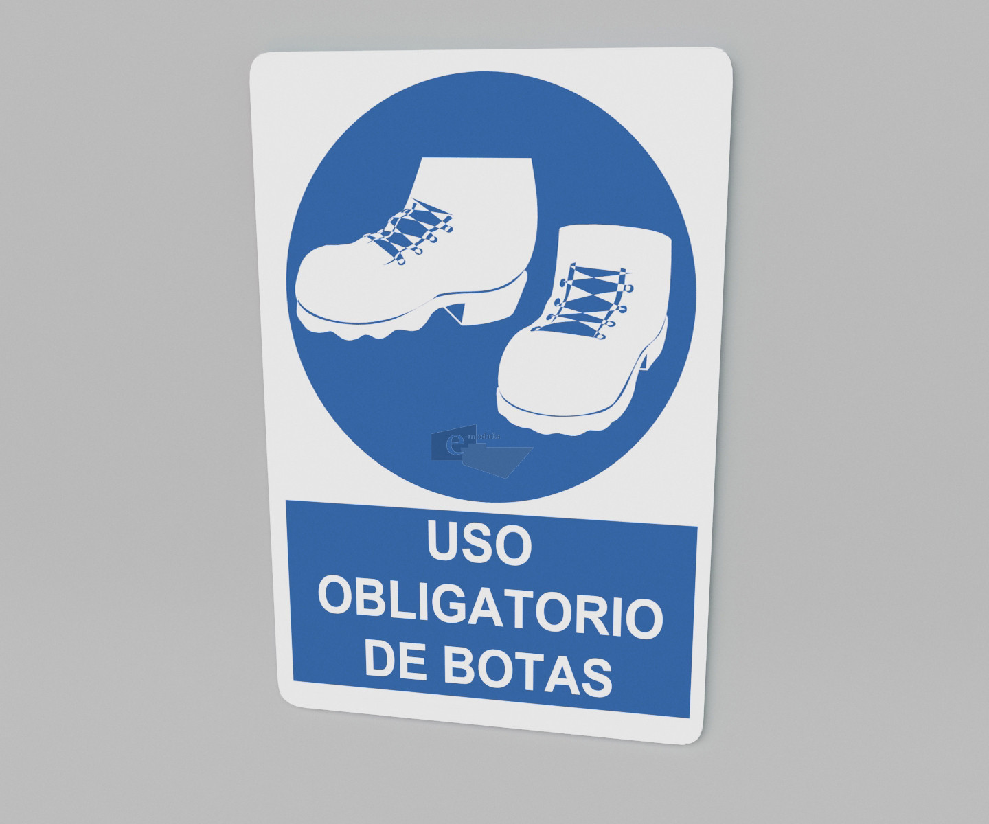 20x30cm / uso obligatorio de botas / señal / letrero / protección civil / azul fondo blanco