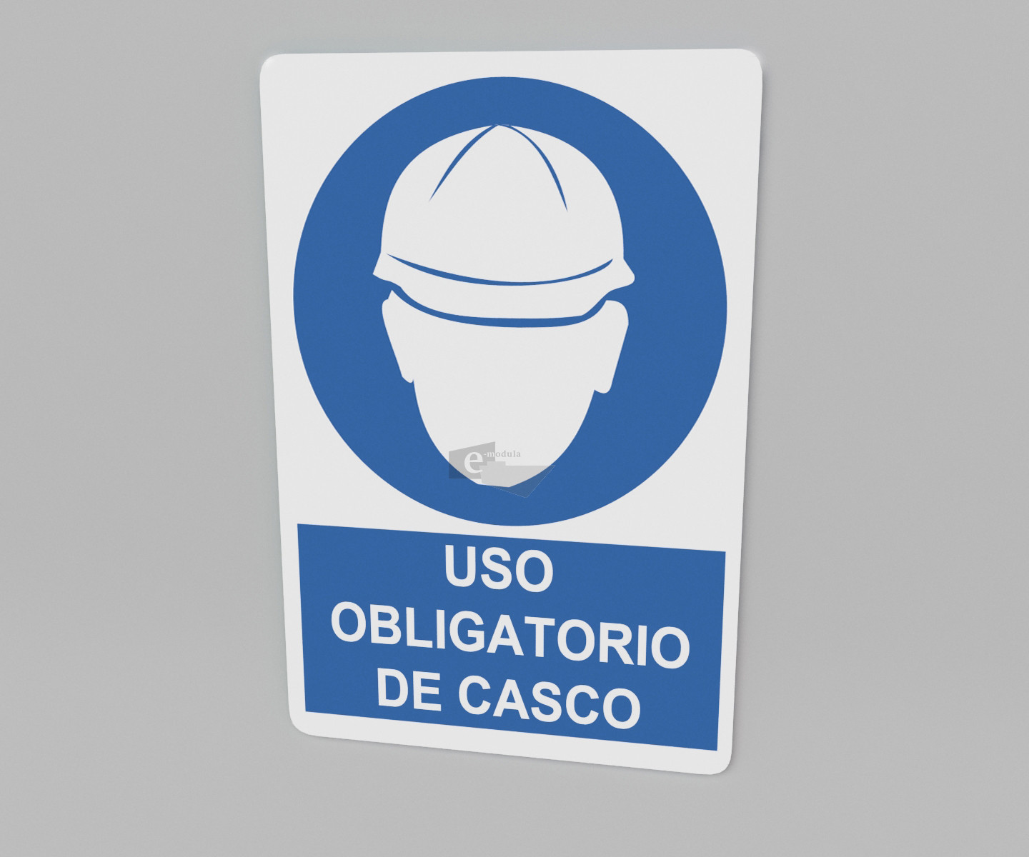 20x30cm / uso obligatorio de casco / señal / letrero / protección civil / azul fondo blanco