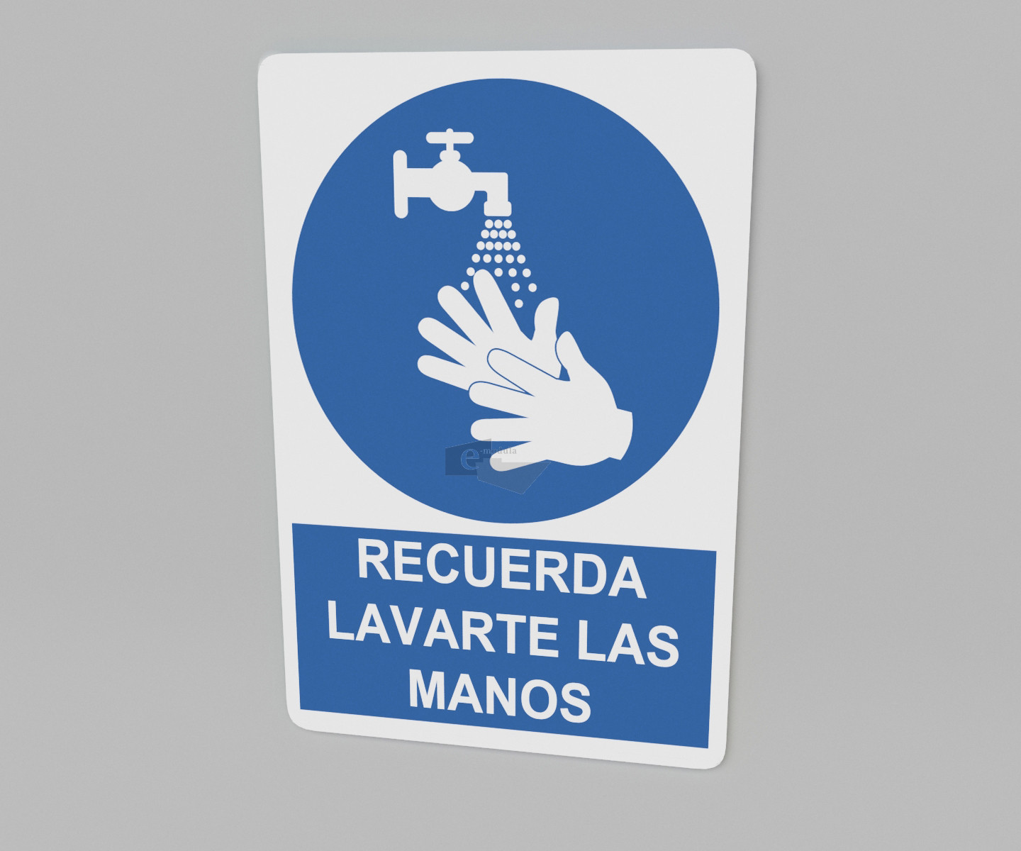 33.33 x 50 cm / recuerda lavarte las manos / señal / letrero / protección civil / azul fondo blanco
