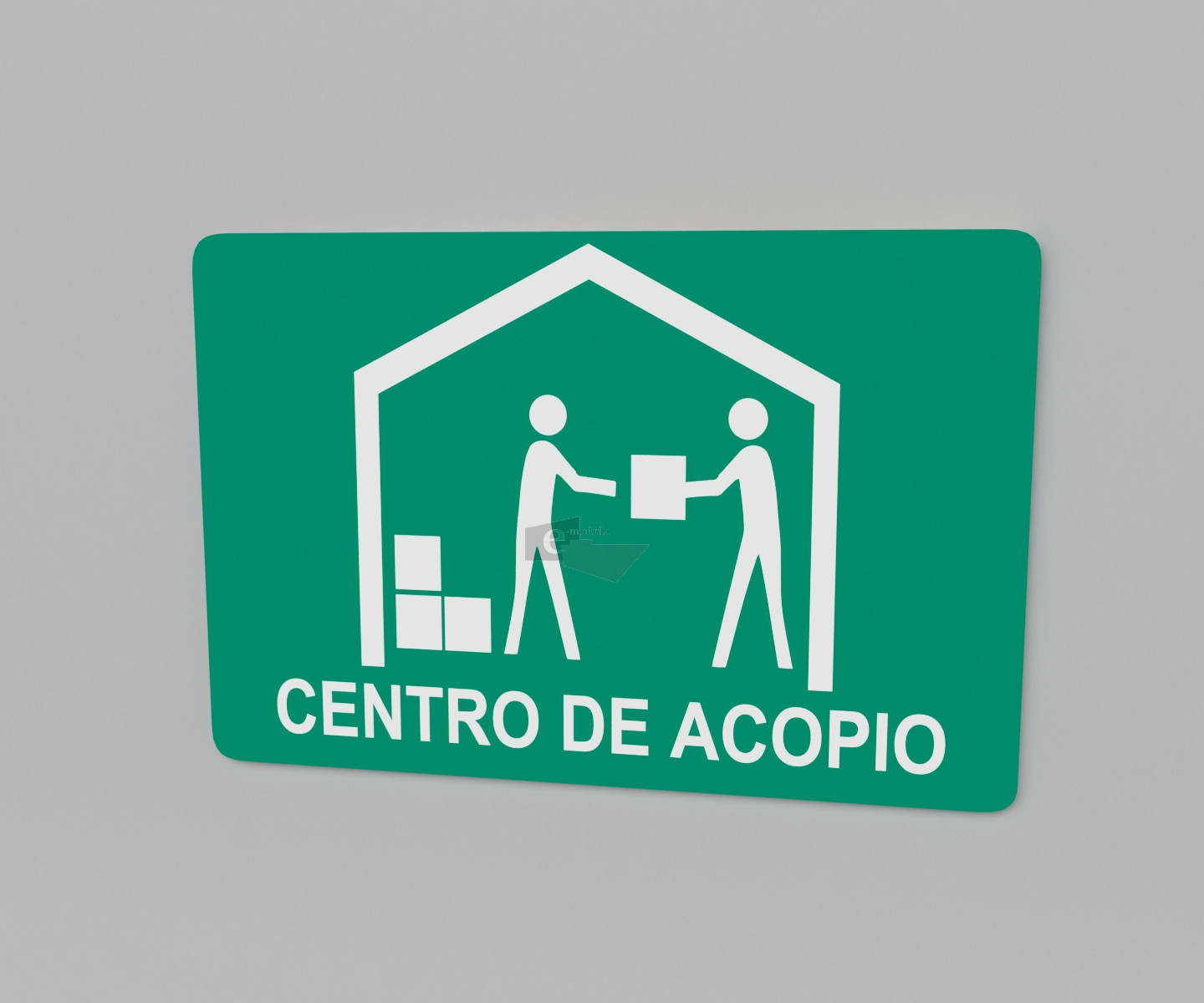 30x20 cm Señal / letrero / protección civil / centro de acopio / verde