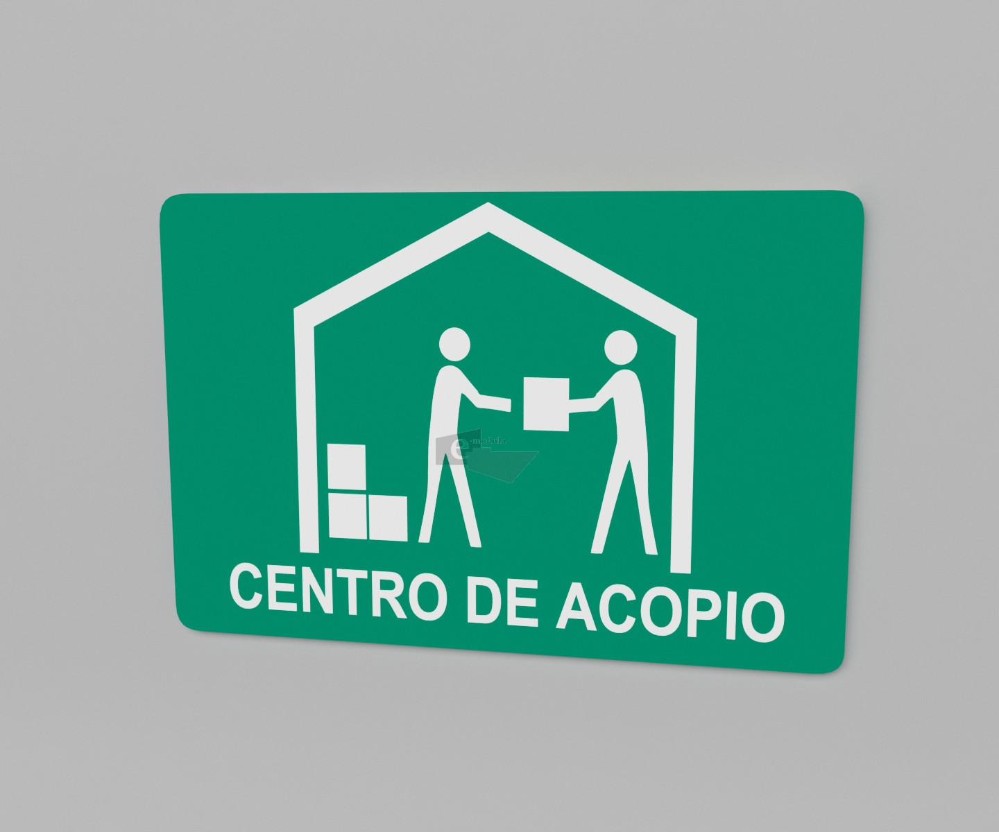 Señal / letrero / protección civil / centro de acopio / verde