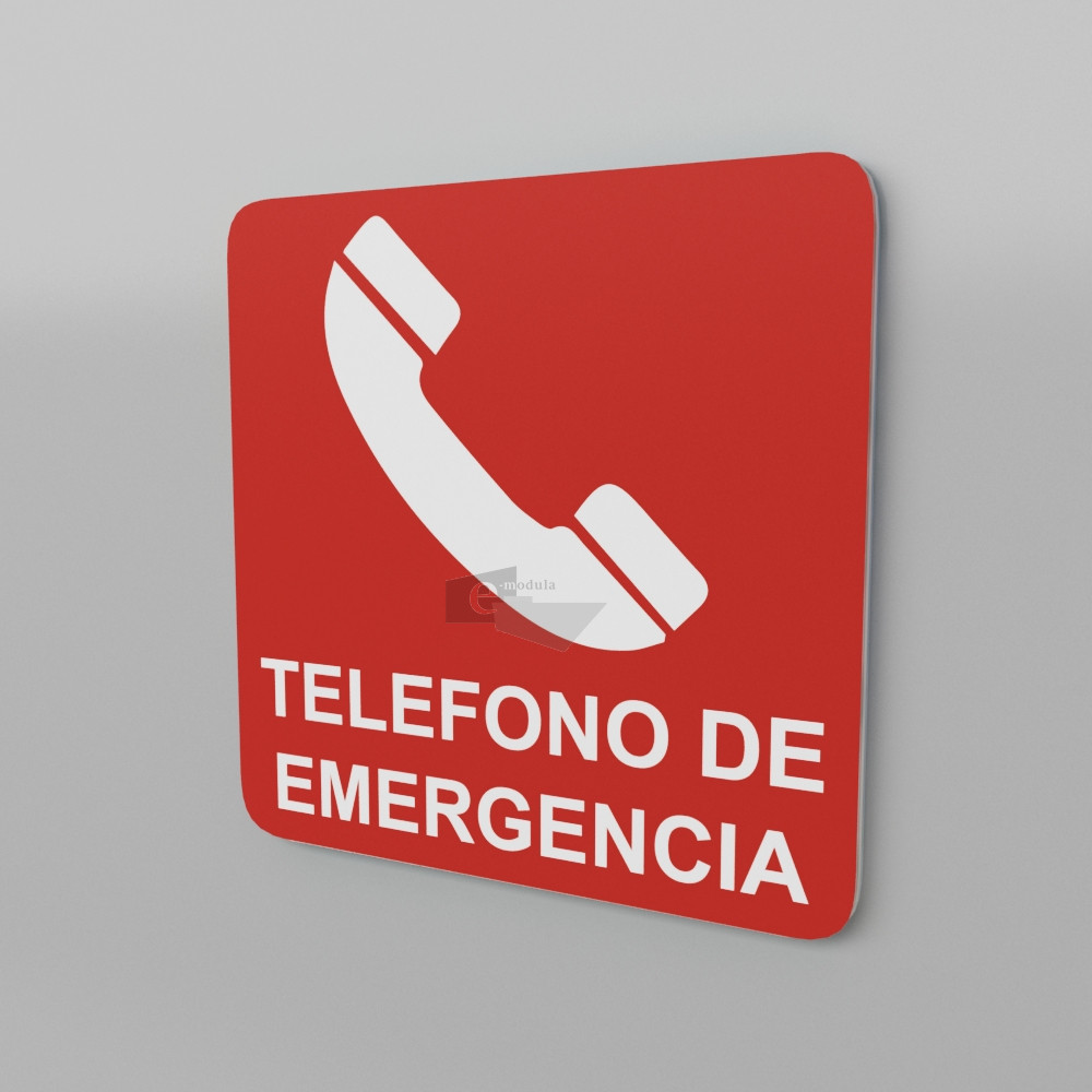 15x15cm / telefono de emergencia / Señal / letrero / protección civil / roja