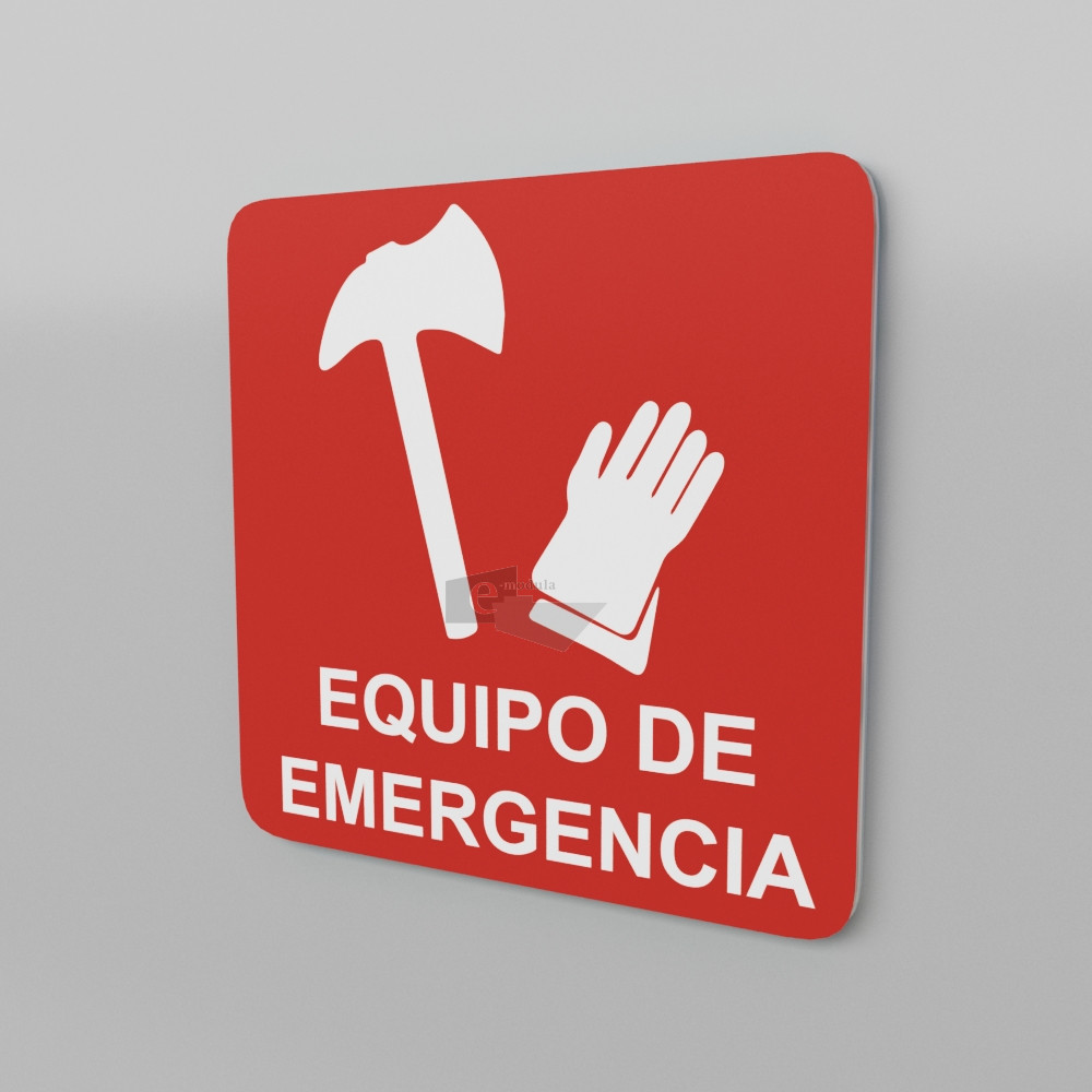 20x20 cm / equipo de emergencia / Señal / letrero / protección civil / roja
