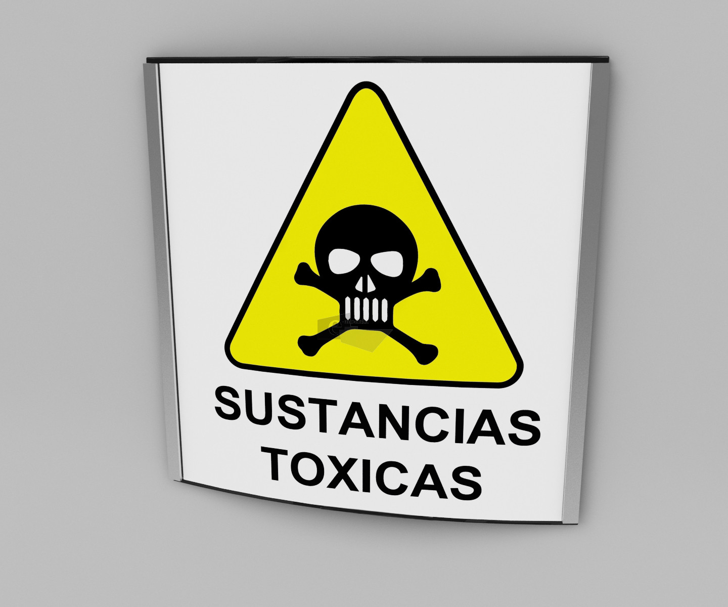 20x20cm / Sustancias toxicas / señal / letrero / protección civil / curvo / amarillo fondo blanco