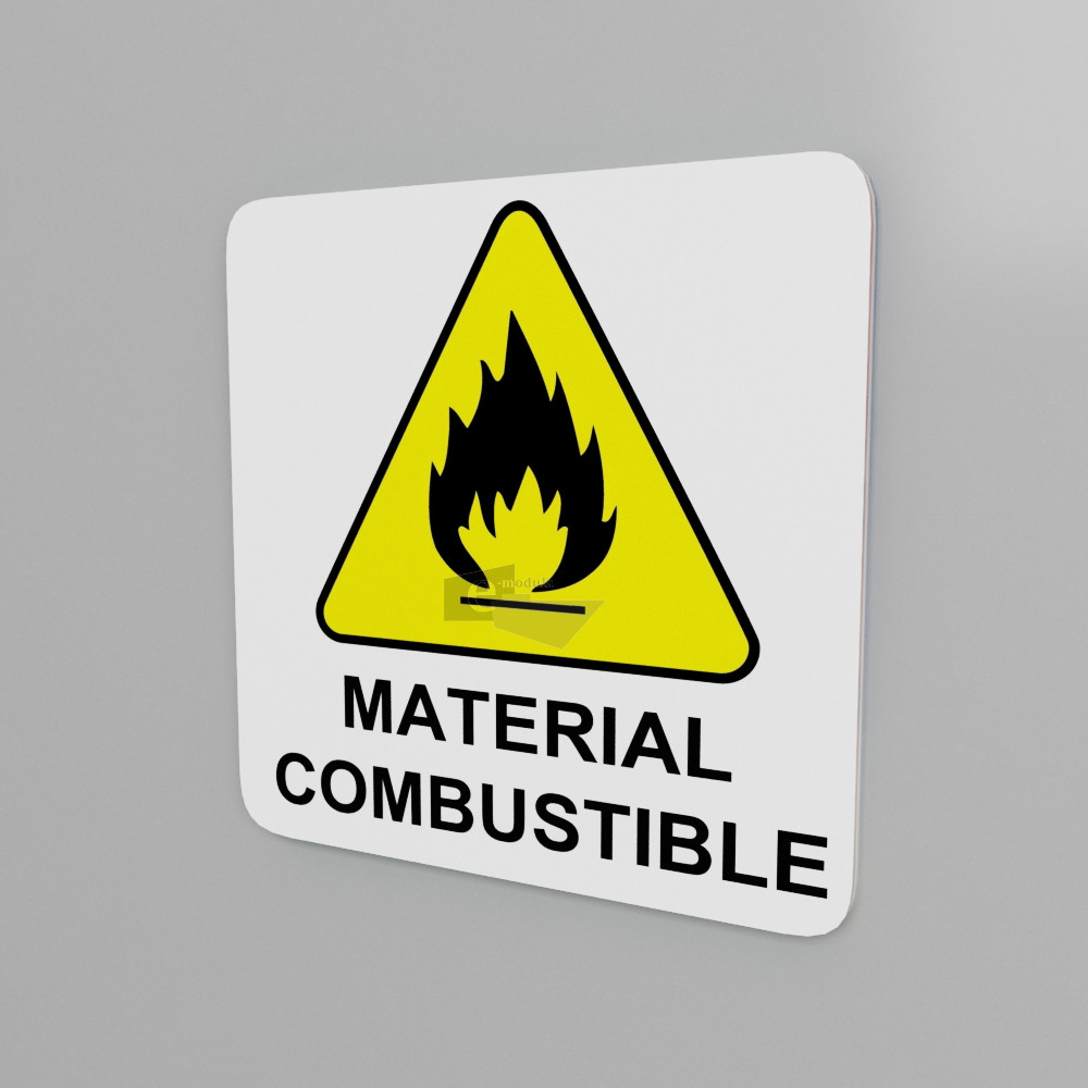15x15cm / material combustible / Señal / letrero / protección civil / fondo blanco