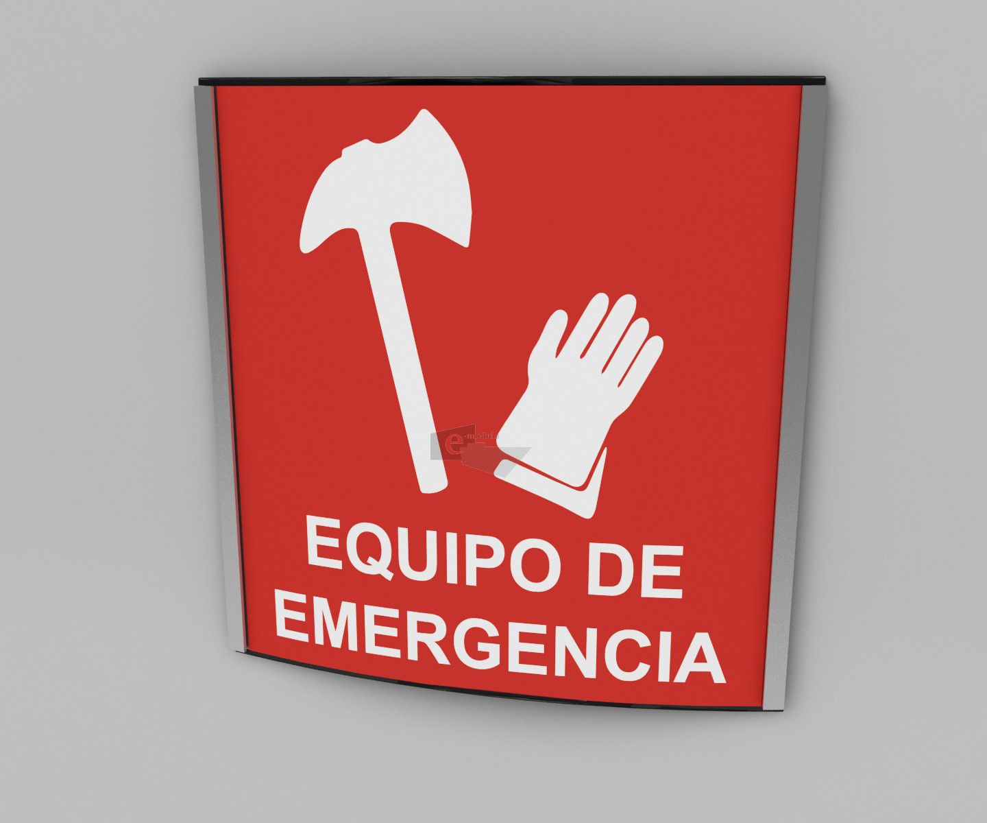 20X20cm / equipo de emergencia / señal / letrero / protección civil / curvo / rojo