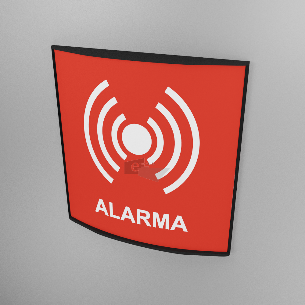 20x20cm / alarma / señal / letrero / protección civil / curvo / rojo