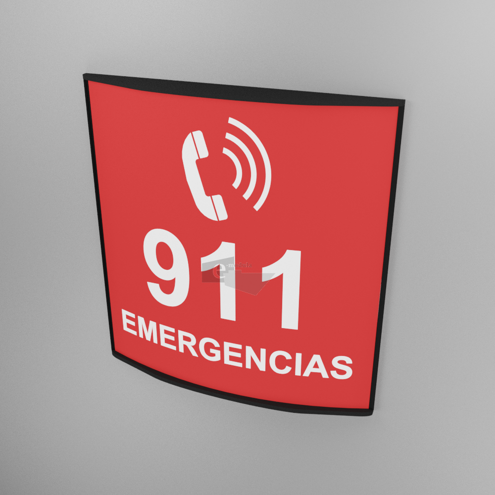 15x15cm / 911 emergencias / señal / letrero / protección civil / curvo / rojo