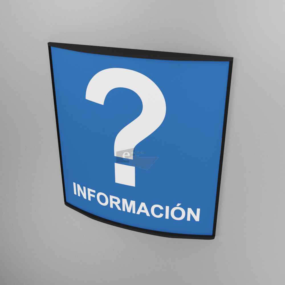 20x20cm / información / señal / letrero / protección civil / curvo / blanco con fondo azul