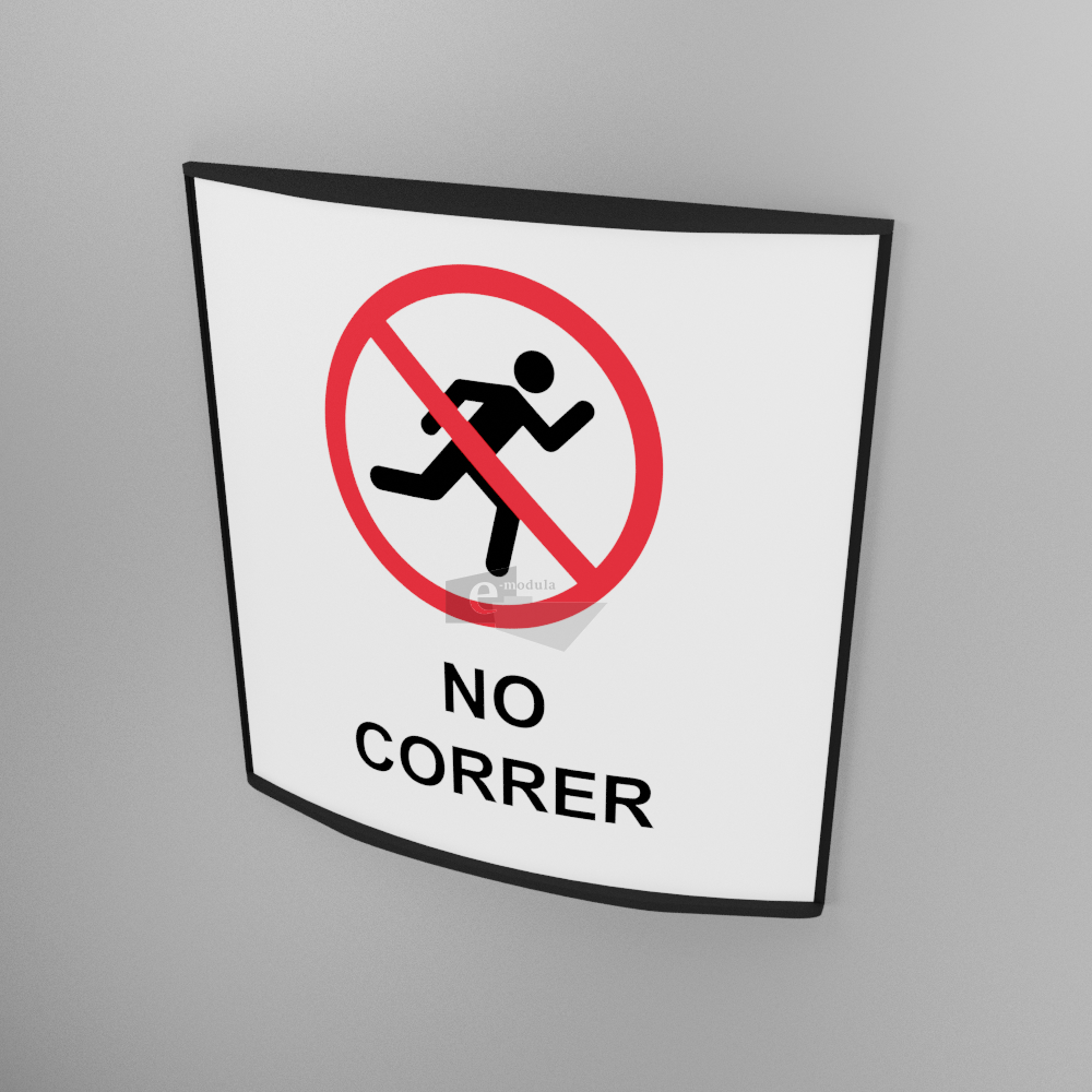15x15cm / no correr / señal / letrero / protección civil / curvo / fondo blanco