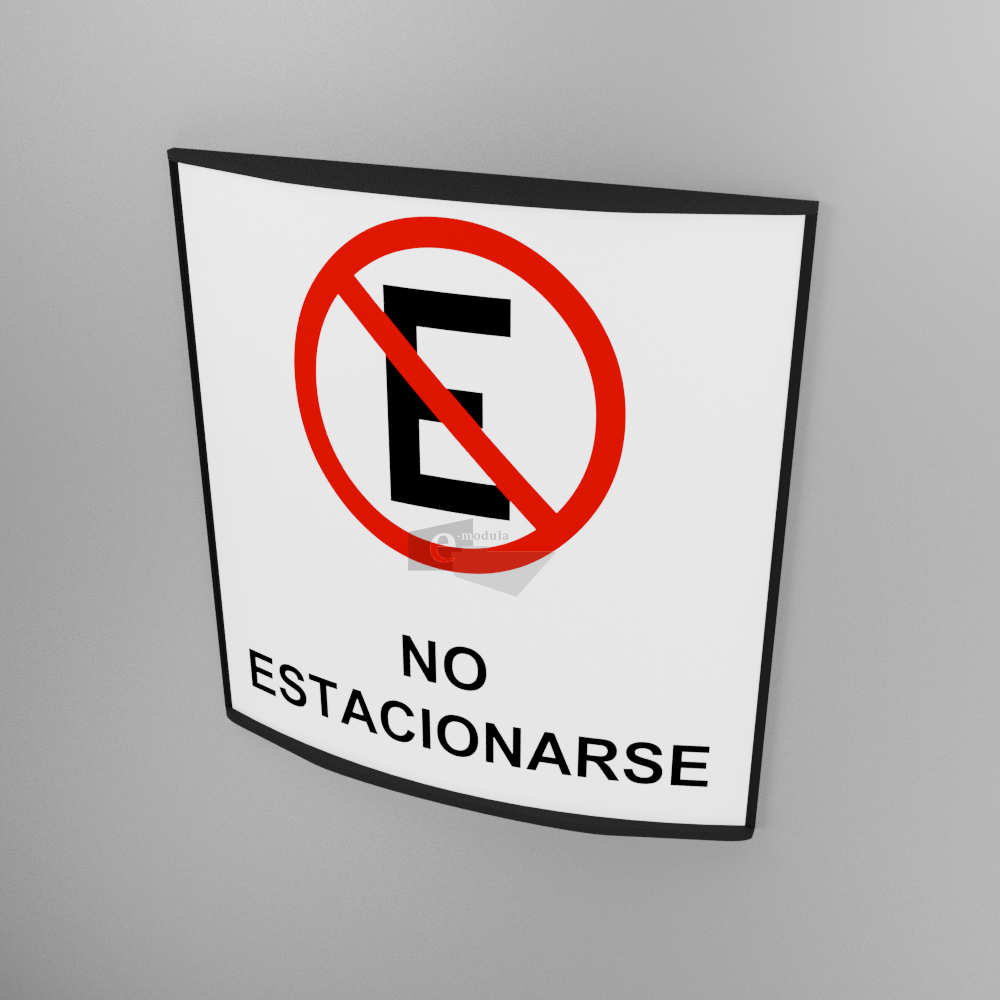 20x20cm / no estacionarse / señal / letrero / protección civil / curvo / / fondo blanco