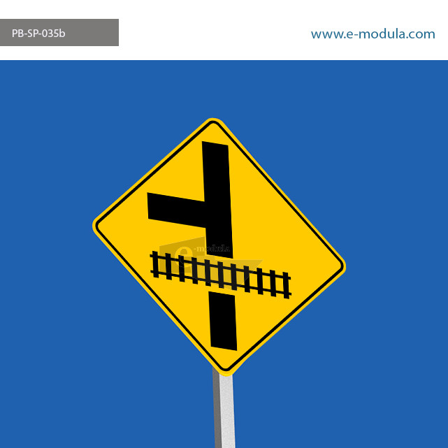 PB-SP-035b 61x61cm Intersección vial en T próxima a cruce con vía férrea