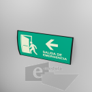 WFL39c-SI / 20 x 40 cm / Señal / letrero / protección civil / curvo / salida de emergencia / flecha izquierda / verde