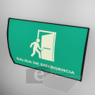 Señal 30x45cm / letrero / protección civil / curvo / Salida emergencia / verde / fotoluminicente