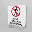 15x15cm / solo personal autorizado / Señal / letrero / protección civil / fondo blanco