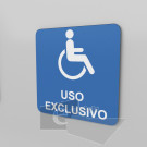 15x15cm /  uso exclusivo / discapacitados / Señal / letrero / protección civil / azul