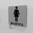 15x15cm / sanitarios mujeres / Señal / letrero / protección civil / baños / fondo gris