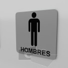 15x15cm / sanitarios hombres / Señal / letrero / protección civil / baños / fondo gris