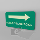 30x20cm / ruta de evacuacion derecha / fotoluminicente / señal / letrero / protección civil / verde