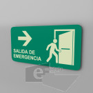 30x20cm / salida de emergencia derecha / fotoluminicente / letrero / protección civil / verde