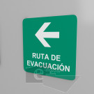 15x15cm ruta de evacuación flecha izquierda / letrero / protección civil / Señal / verde