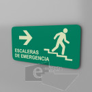 30x20cm / letrero / protección civil / escaleras de emergencia derecha / verde / fotoluminicente