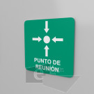 15x15cm / punto de reunion / Señal / letrero / protección civil / verde