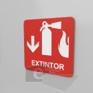 15x15 cm / extintor / Señal / letrero / protección civil / rojo
