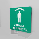15x15 cm / zona de seguridad / Señal / letrero / protección civil / verde