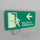 30x20cm / salida de emergencia izquierda / fotoluminicente / letrero / protección civil / verde